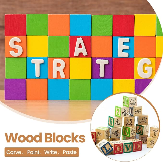Barydat 200 Pcs 1 Inch Wooden Cubes, Unfinished Wooden Blocks for Crafting Natural Craft Wood Square Blank Cube for DIY Project Baby Showers - Image 5