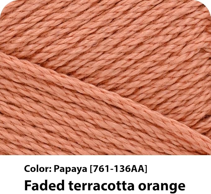 Lion Brand Yarn, 24/7 Cotton Yarn, Papaya, Orange, 1 Pack | Light Worsted 100% Mercerized Cotton Yarn for Crochet, Knitting, Craft, 185 Yards of Natural Fiber for Tees, Bags, Dishcloths - Image 2