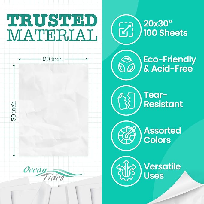 Tissue Paper for Gift Bags - 100 Sheets 14x20in Wrapping Paper, White | Premium Gift Wrap Tissue Paper for DIY Crafts - Birthday Party, Wedding, Holidays, Flower Decorations & Custom Art Projects - Image 5