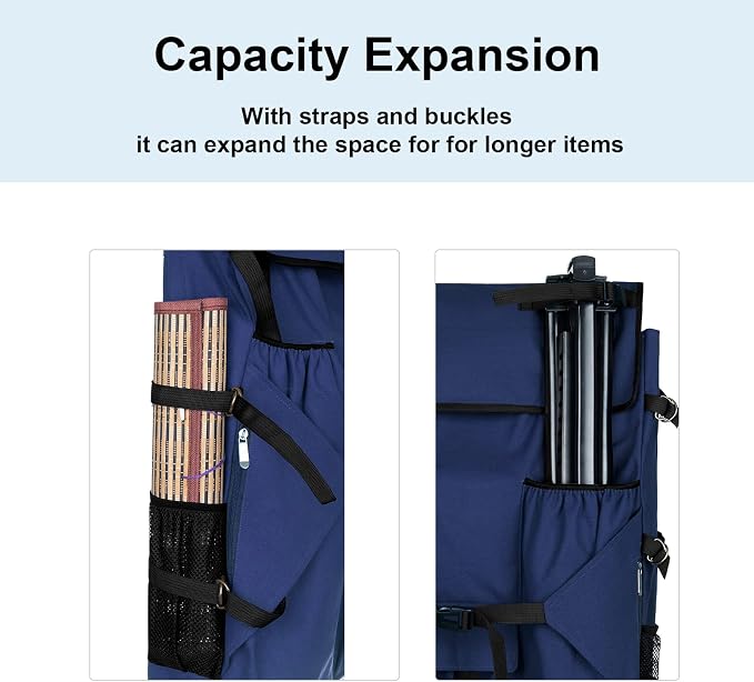 JJRING Heavy Duty Plein Air Artist Backpack With Handheld Strap, Blue | Art Supply Storage Tote Bag For Carrying 18x24 Artwork & Drawing Boards - Image 4