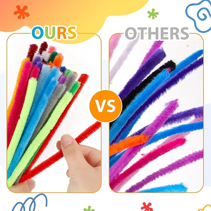 Caydo 1000 Pieces Pipe Cleaners Bulk Assorted 20 Colors Chenille Stems | for Kids Creative Arts and Crafts Projects and Home Decorations(6 mm x 12 inch) - Image 3