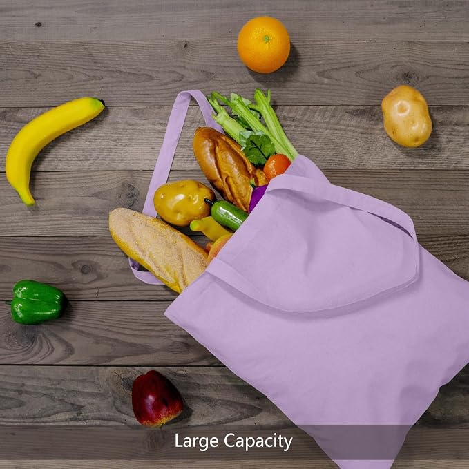 TOPDesign 6-Pack Economical 16"x15" Lavender Cotton Tote Bags, Lightweight Medium Reusable Grocery Shopping Cloth Bags, Suitable for DIY, Advertising, Promotion, Gift, Activity - Image 5