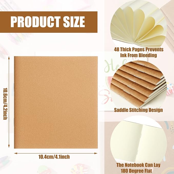 Thenshop 150 Pack Mini Notebooks Bulk 4x4 Inch Blank Pocket Journals,Kraft | Unlined Pages with 24 Sheets Each Compact Journals for Kids Students Classroom Rewards Party Favors Travel Notes Creative - Image 2