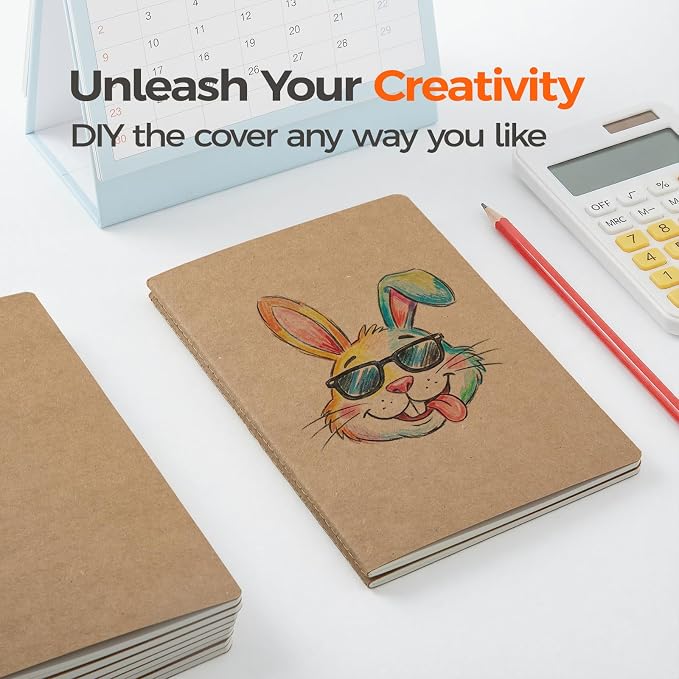 48 Pack Blank Kraft Notebooks A5, Bulk Unlined Journals, 80gsm Paper | 60 Pages, 8.3x5.5 Inches Softcover Composition Style For School, Classroom & Office Supply - Image 5