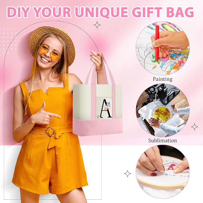 Sanwuta 6 Pcs Mini Canvas Tote Bags Bulk with Pocket Small Sublimation Blank Canvas Tote Reusable Grocery Bag for Women, DIY Craft (Pastel) - Image 4