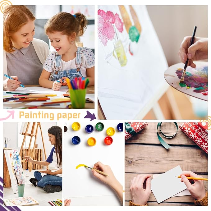 Prudiut Watercolor Paper, 120 Sheets, 5 x 7 in, 140 lb, Cold Press | Cotton paper, 300 GSM, white surface, absorbs paint evenly, resists pilling and warping, for kids, students, artists - Image 5