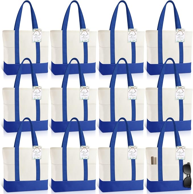 Shinylin Mini Canvas Tote Bags with 2 Pockets | Bulk Small Sublimation Canvas Tote, Reusable Grocery Bag for Women, DIY Craft by Shinylin