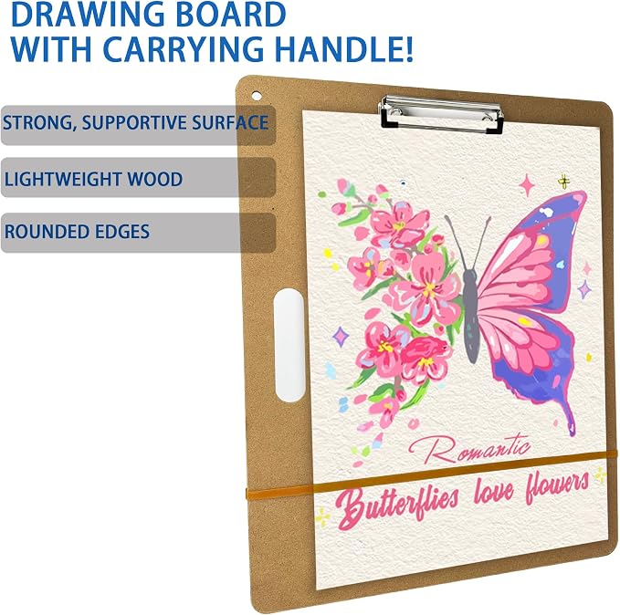 2Pcs 14" x 18" Drawing Board, Artist Sketch Boards with Handle for Drafting Art, Portable Wooden Clipboard for Class or Studio Fit in Artists Tote - Image 2