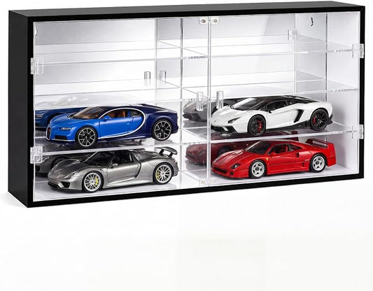 1: 24 Clear Acrylic Toy Car Display Case 8 Grids Toy Race Car Display Show Box Diecast Case Wall Mounted Vehicles Shelf for Storage, Christmas Mini Model Figure Lover Gifts by Juexica