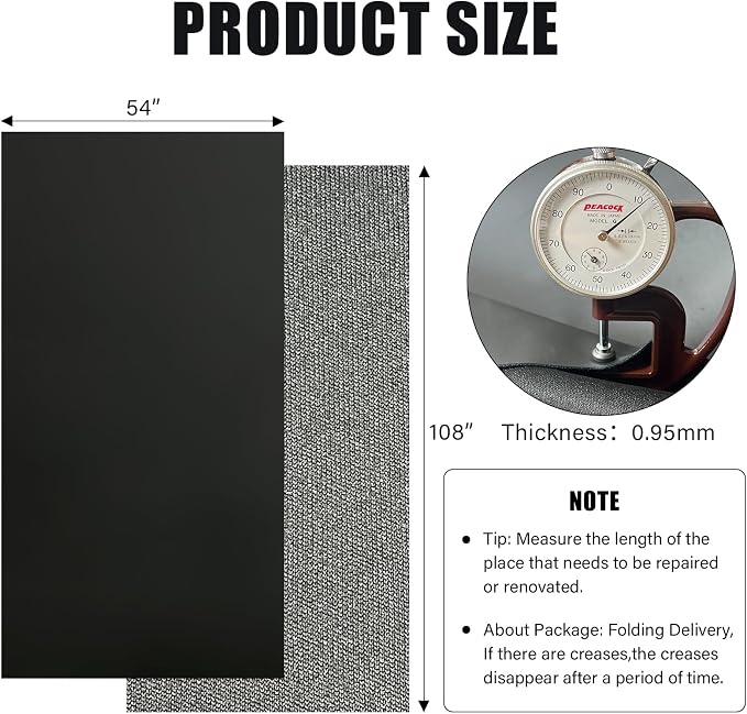 Faux Leather Fabric,54"x108" Thick Durable Synthetic Upholstery Leather Vinyl, Soft Smooth Waterproof, Durable,Replacement Renovate for Wallets, DIY Projects, Furniture, Car Seats 3 Yards-Black - Image 2