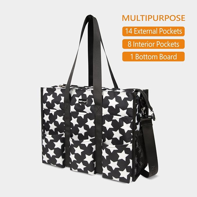 TOPDesign Utility Water Resistant Tote Bag with 22 Pockets, Top Zipper Closure & Thick Bottom Support, for Working Women - Image 3