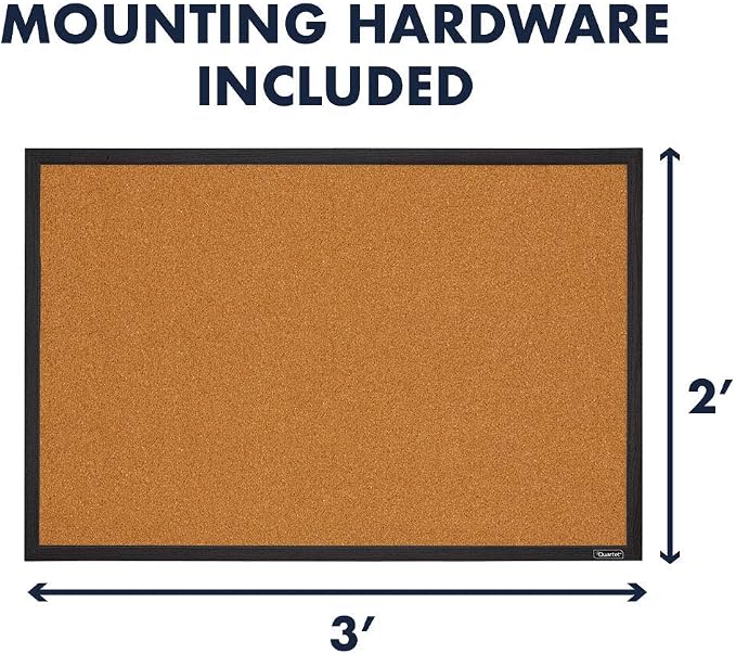 Quartet Cork Bulletin Board, Framed Corkboard, 2' x 3', Black Frame, Message Board, Vision Board (MWDB2436-BK) - Image 4