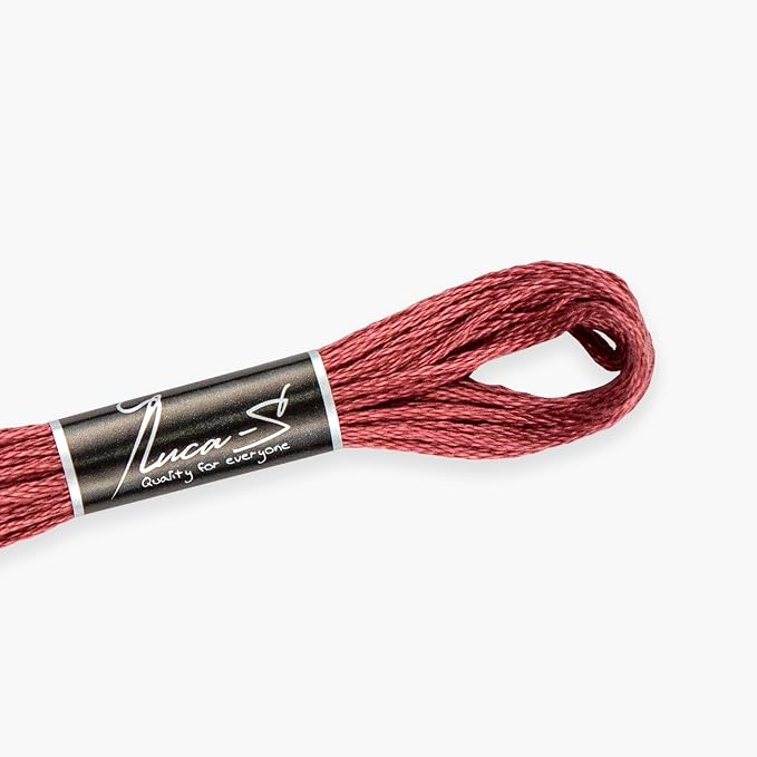 12 Pack of Premium Embroidery Thread Luca-S, 100% Giza Cotton, Oeko TEX Certified Stranded Cotton - 80 / DMC 3722 / Anchor 1027 by Luca-S