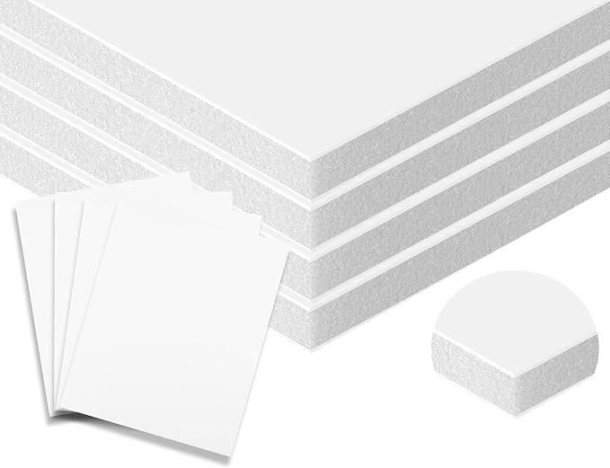 Foam Board 8.5x11 5PK Foam Core Boards 3/16 Thick Foam Poster Board White Foamboard 8.5x11 Large Acid Free Foamcore Sheets, Polystyrene Rigid Foamboard Large Foamcore Backing for Backdrop, Display by WHOLESALEARTSANDFRAMES