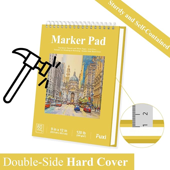 Large Drawing Pad for Markers, 11x14 Spiral Bound Sketchbook for Alcohol Markers, 120lb/200gsm Marker Paper, 60 Sheets Art Pads for Painting, Drawing & Art Supplies for Teens. - Image 5