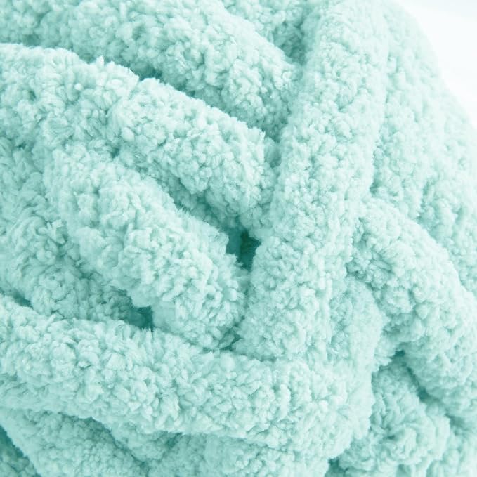 Hombys Light Blue Chunky Chenille Yarn for Crocheting and Knitting, Super Bulky Thick Fluffy Yarn for Hand Knitting Blanket, Soft Plush Yarn, 8 Jumbo Pack (27 yds, 8 oz Each Skein) - Image 9