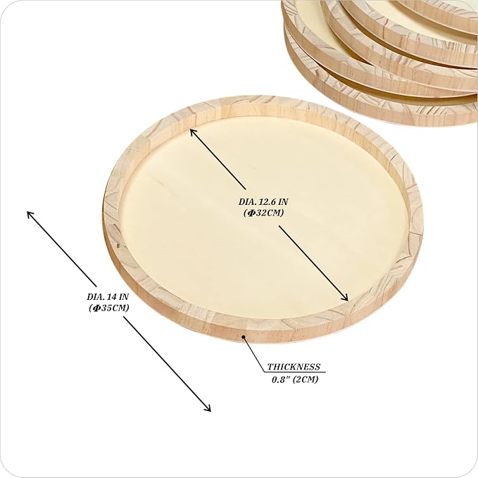 6 Pack 14 Inch Round Wood Canvas Panels Unfinished Wooden Plates Round Wood Cradle Boards for Pouring Arts Painting Crafts - Image 2