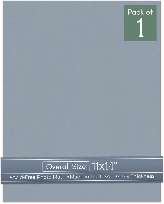 Mid Grey Acid Free 11x14 Backing Board - Uncut Photo Mat Board - 1 Sheet by CountryArtHouse