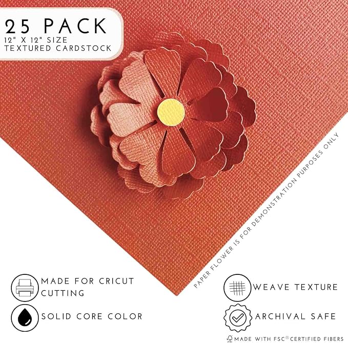 PUMPKIN PIE—12x12 Textured Cardstock | 80lb Textured Orange Scrapbook Paper | Premium Cardstock for Cricut Cutting | 25 Sheets - Image 2