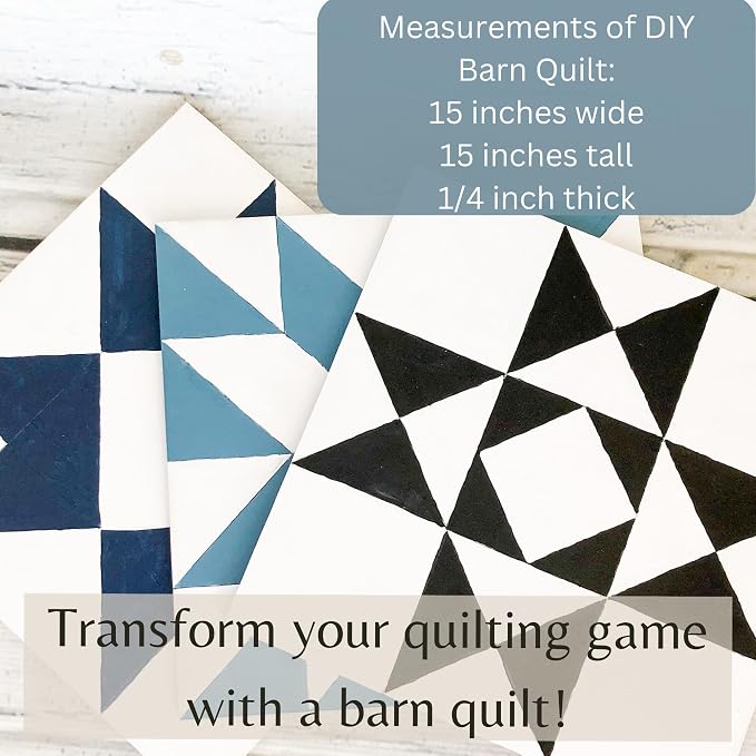 Barn Quilt Patterns for Wood | Unfinished Wood Quilt Block Painting Sign | DIY Painting Craft Kit for Adults | Farmhouse Wall Art and Quilting Decor (15 inches, Starburst) - Image 4
