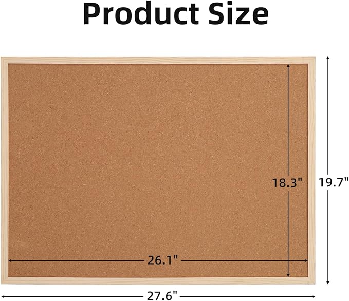 20x28 Cork Boards for Walls with Solid Wood Frame, Whiteboard and Cork Board Combo, 2-in-1 Bulletin Board for Office & Home, Decorative Hanging Pin Notice Board, 1 Pack - Image 6