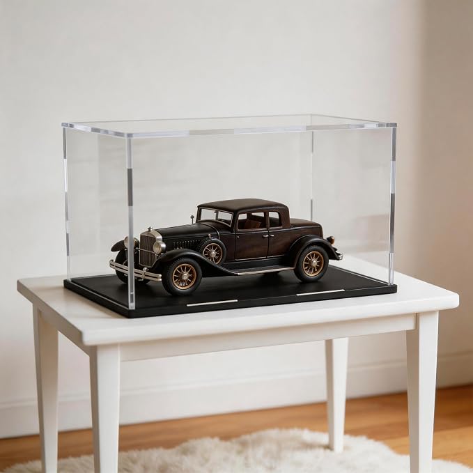 Display Case for Moulded Figures, Large Acrylic Box with Black Base for showcaseing Trophy, Dolls Toys and Collectibles 14.5 (L) × 11 (W) × 11 (H) inch by hopeme