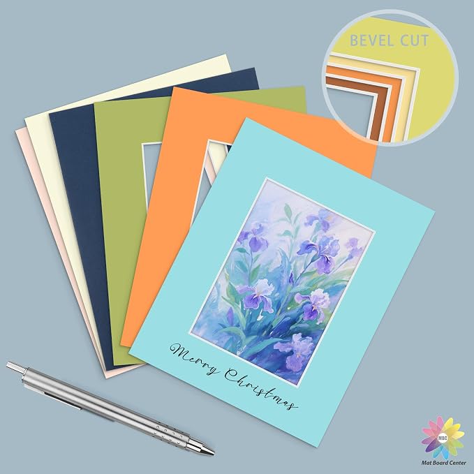Mat Board Center 20 Pack 8x10 Picture Mat for 5x7 Photo Mixed Color | Fits 5x7, White Core, Acid Free, 4-Ply Thick, Photo, Art, Poster or Print Display - Image 4