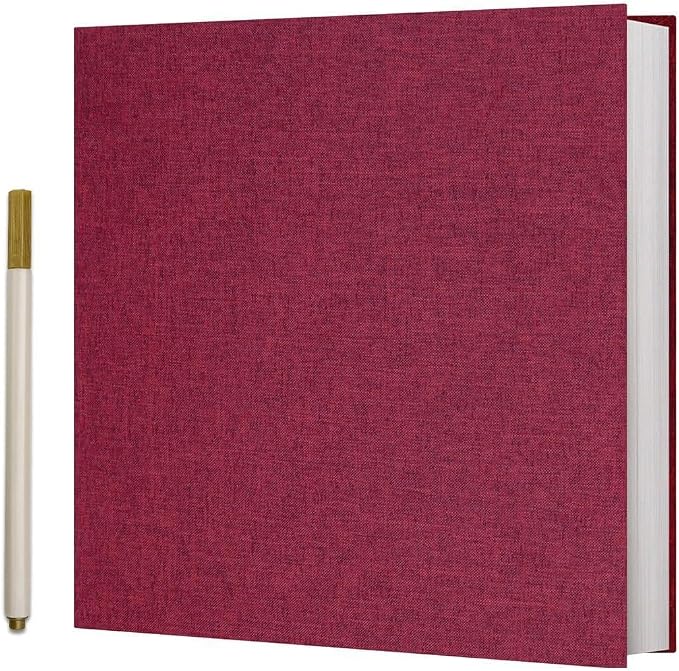 Vienrose Large Self Adhesive Scrapbook 60 Pages 13 x 12.6 in Red | Large Scrapbook Album, 30 Sheets, 3x5 4x6 5x7 8x10 10x12 Photos, Metallic Pen, DIY Memory Book, Wedding Album, Family Photos by Vienrose