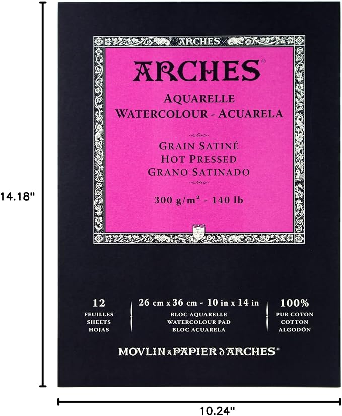 Arches Watercolor Pad 10x14 Inches 140lb/300gsm Hot Press, White - Image 8