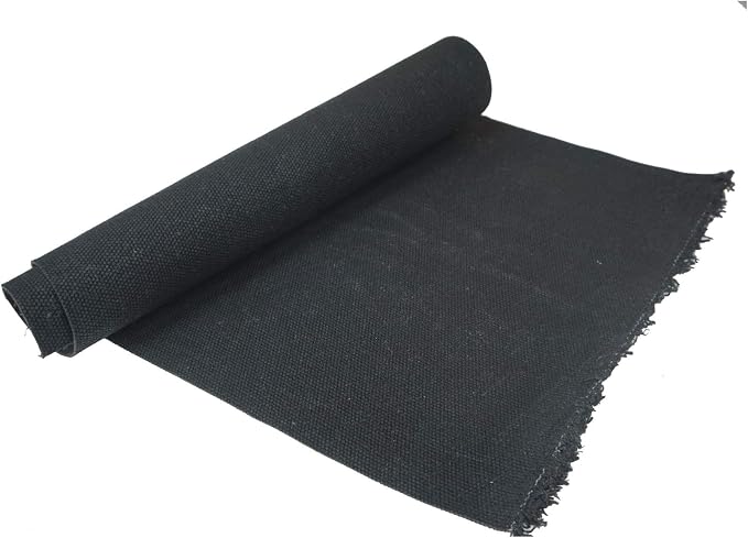 16 OZ Waxed Canvas Duck Fabric Craft Upholstery Tan Fabric by The Yard,100% Cotton One Yard, 54" Wide (Black, Half Yard(18x58 inch)) by TasTrost