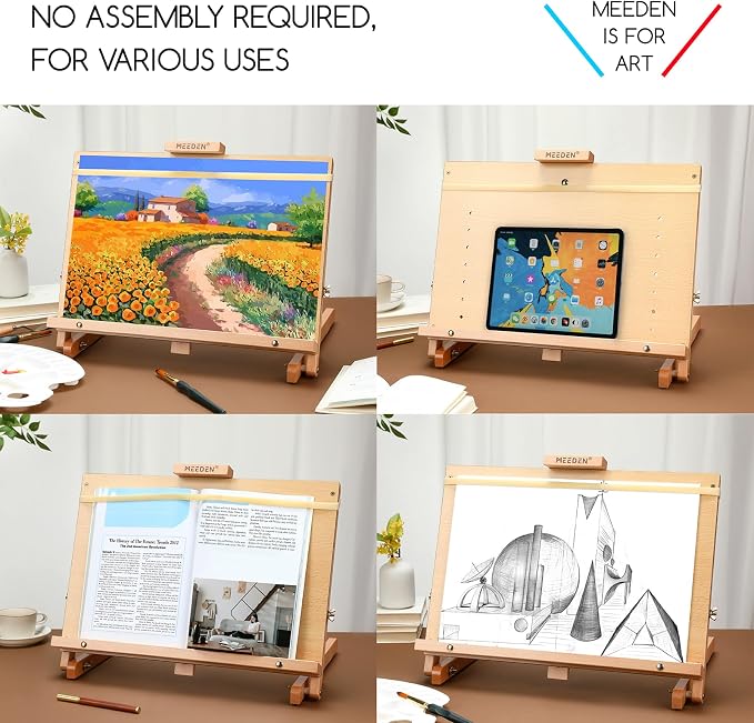 MEEDEN Large Drawing Board Easel, Solid Beech Wooden Tabletop H-Frame Adjustable Easel Artist Drawing & Sketching Board for Artists, Teens & Painters, Holds Canvas up to 23" high - Image 6
