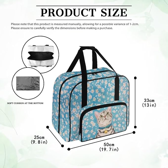 Universal Sewing Machine Storage Bag, Tabby Cat Cherry Blossom Blue - Image 6