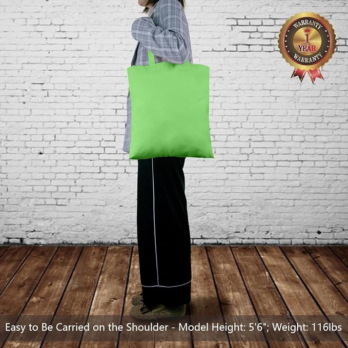 TOPDesign 12-Pack Economical 16"x15" Baby Green Cotton Tote Bags, Lightweight Medium Reusable Grocery Shopping Cloth Bags, Suitable for DIY, Advertising, Promotion, Gift, Activity - Image 2