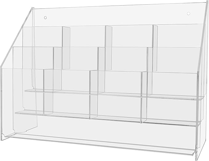 Brochure Holder Multi Tier 12 Pocket for 4"W Trifolds and Menus by MarketingHolders