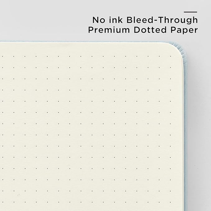 &And Per Se Dotted Journal Notebook, A5 Hardcover Leather Dotted Journal, 160 Pages 100gsm Thick Dot Grid Paper, 3 Sheets of Stickers Included - 5.7'' x 8'' (Cyan) - Image 5