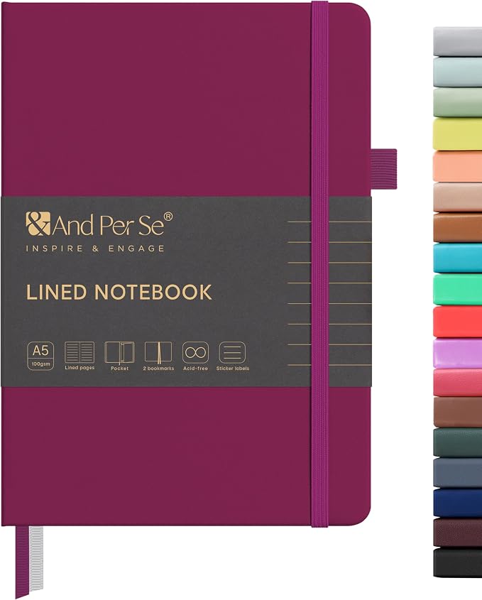 &And Per Se Lined Journal Notebook, 160 Pages, A5 5.7 x 8 inches College Ruled Thick Paper Notebook Journals for Writing, Hardcover Notebooks for Women Men Office School (1 Pack, Mulberry Purple) by AndPerSe