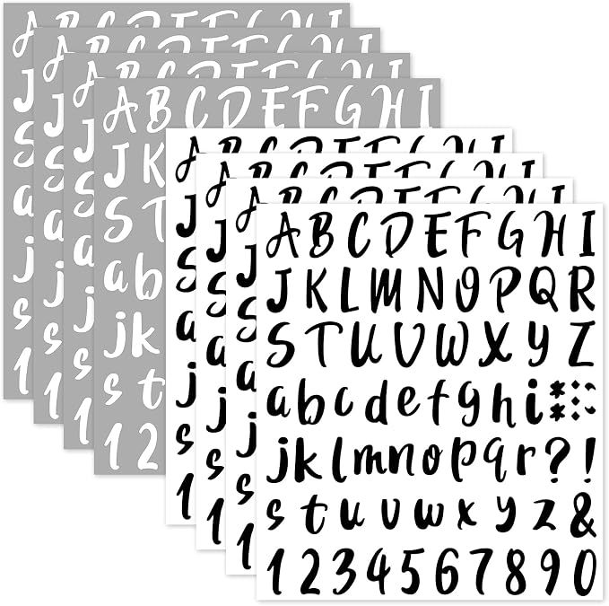 Outus 576 Pcs 8 Sheets Letters Stickers Vinyl Alphabet Number Decals Back to School Supplies for Water Bottles Cups Mailbox Scrapbooking Bulletin Board Classroom Decor(Black, White,1 Inch) by Outus