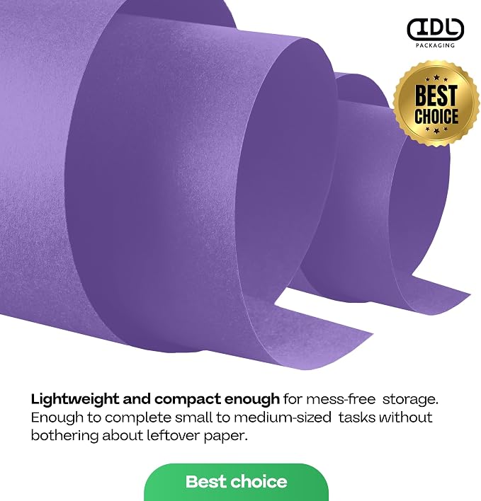 Purple Kraft Paper Roll 12" x 1200" (100 feet) with Cutter - USA-Made Wrapping Paper for Packing, Moving, Shipping & Crafts/Arts - 100% Recyclable Natural Craft Material by IDL Packaging | Wrapping Paper for Packing, Moving, Shipping & Crafts/Arts - 10... - Image 7