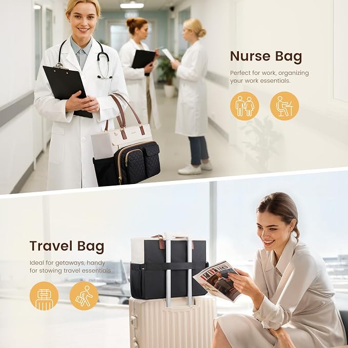 LOVEVOOK Tote Bag, Work Bags for Women with Large Cup Holder, Large Capacity Teacher Tote with Multi Pockets, Nurse Diaper Tote with Padded Laptop Compartment, 15.6 Inch Khaki Beige - Image 6