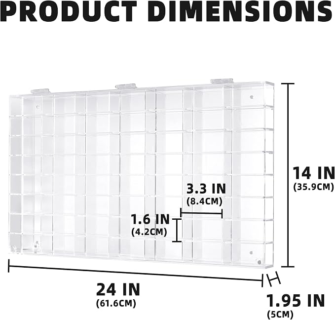 Clear Display Case Wall Cabinet for Hot Small Toy Wheels 1/64 Scale Matchbox Toy Cars Collection Storage Display (56 Slots, 24" X 14") - Image 4