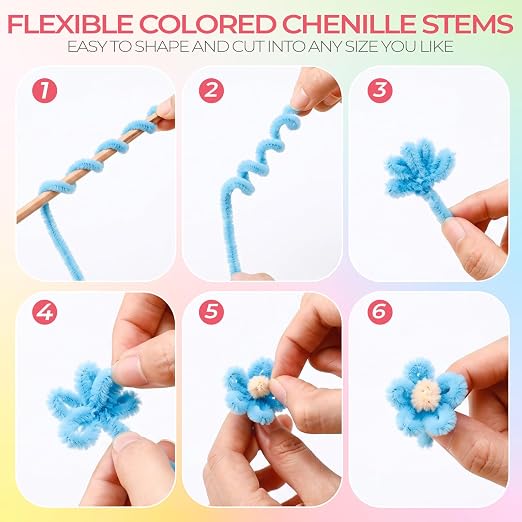 Libima 3800 Pcs Pipe Cleaners Bulk 10 Colors 12" Fall Pipe Cleaners Craft Set Chenille Stems Flower Kit 6mm Colorful Thanksgiving Day Autumn Gift Fuzzy Sticks Party Supply for DIY Art (Macaron) - Image 5