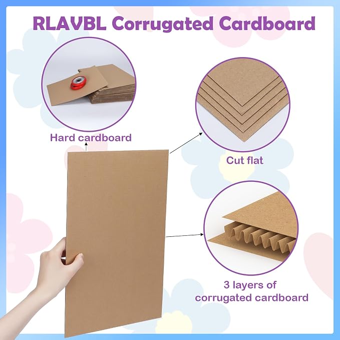 RLAVBL 50 Pack 11x14 Corrugated Cardboard Sheets, Flat Cardboard Inserts for Shipping, Mailing, Packing, DIY Crafts - Image 3