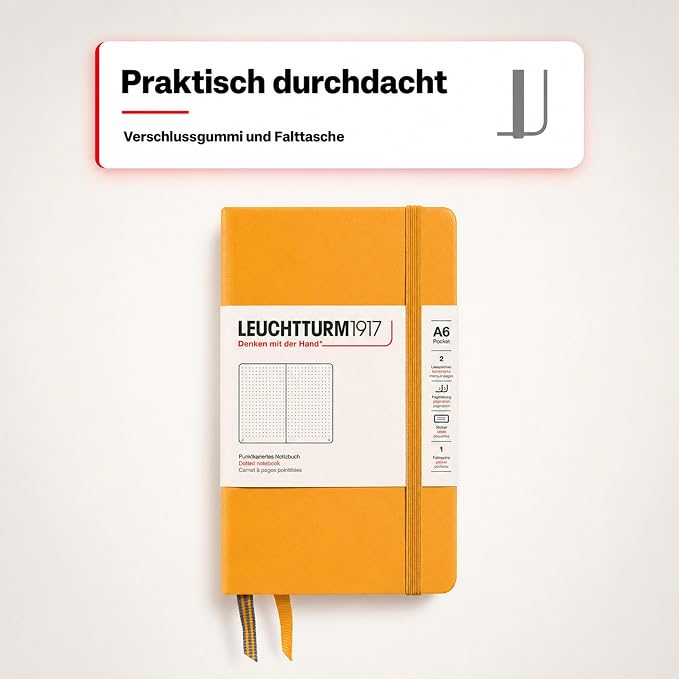 LEUCHTTURM1917 - Notebook Hardcover Pocket A6-187 Numbered Pages for Writing and Journaling (Rising Sun, Dotted) - Image 7