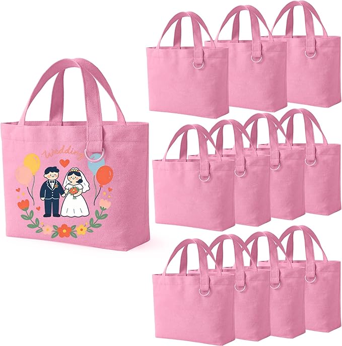 1 | 12 | 24 Pack Small Canvas Tote Bags, Mini Tote Bags Bulk for Women, DIY Blank Reusable Cute Sublimation Tote Bag by KIDJFGG