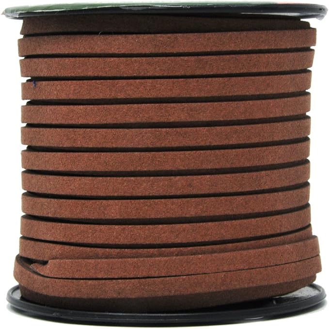 Mandala Crafts 5mm Dark Brown Faux Suede Vegan Leather, Jewelry Making | 50 Yards Durable Flat Leather Strings, Laces & Strips for Bracelets, Necklaces, Braiding, Dream Catchers Supplies & Chokers by MandalaCrafts