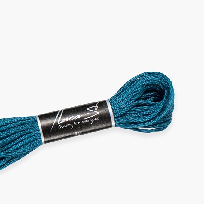 12 Pack of Premium Embroidery Thread Luca-S, 100% Giza Cotton, Oeko TEX Certified Stranded Cotton - 165 / DMC 3809 / Anchor 1066 by Luca-S