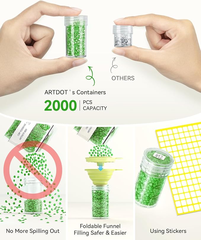 ARTDOT 240 Slots Storage Container for Diamond Painting Kits for Adults,Portable Diamond Painting Storage Box with Accessories and Tools - Image 2