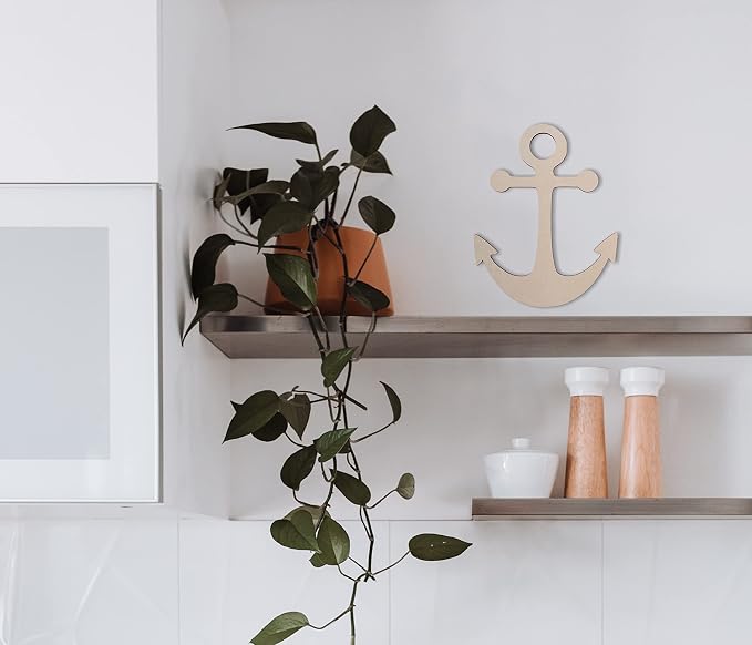 Jess and Jessica Wooden Anchor Wall Art 16 Inches – Home Decor Accent for Wall Hanging and DIY Crafts, Unfinished MDF Anchor Wood Cutout for Living Room, Bedroom or Nautical Seaside Decor - Image 6