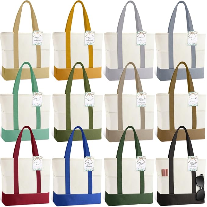 Shinylin Mini Canvas Tote Bags with 2 Pockets | Bulk Small Sublimation Canvas Tote, Reusable Grocery Bag for Women, DIY Craft by Shinylin