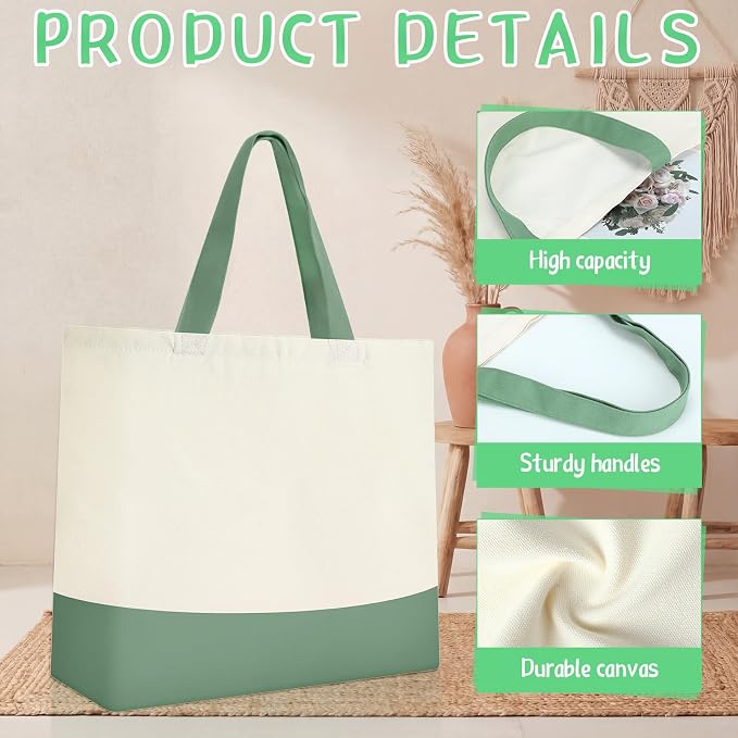 Epakh Canvas Tote Bags Bulk 18.5 x 15 Inch Reusable Grocery Shopping Bags Tote Luggage for Shopping - Image 4